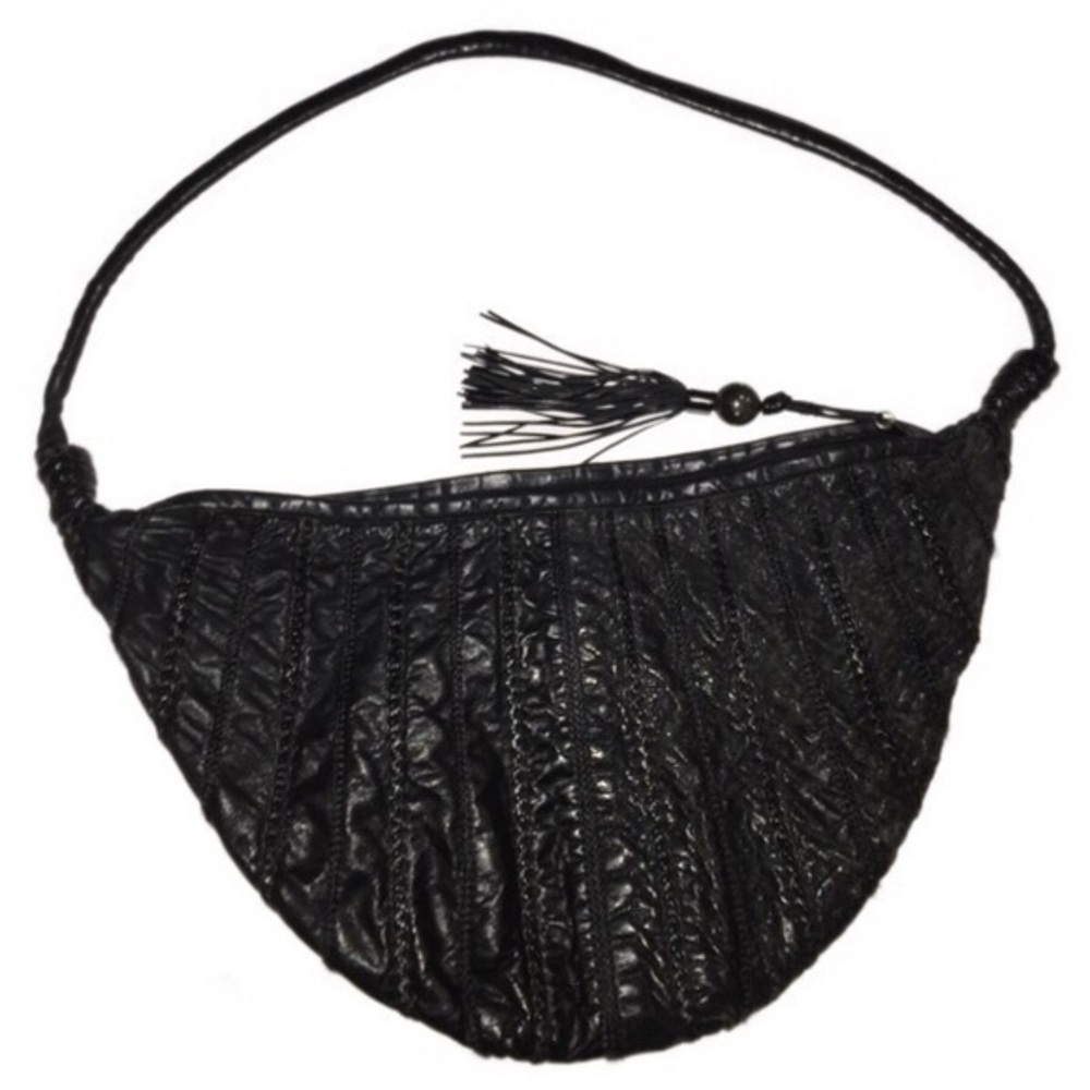 Vintage Meyers fringe black leather shoulder bag